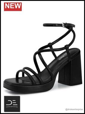 Chunky Platform Heels 3.9 Inch High Heel Prom Wedding Sandals Strappy